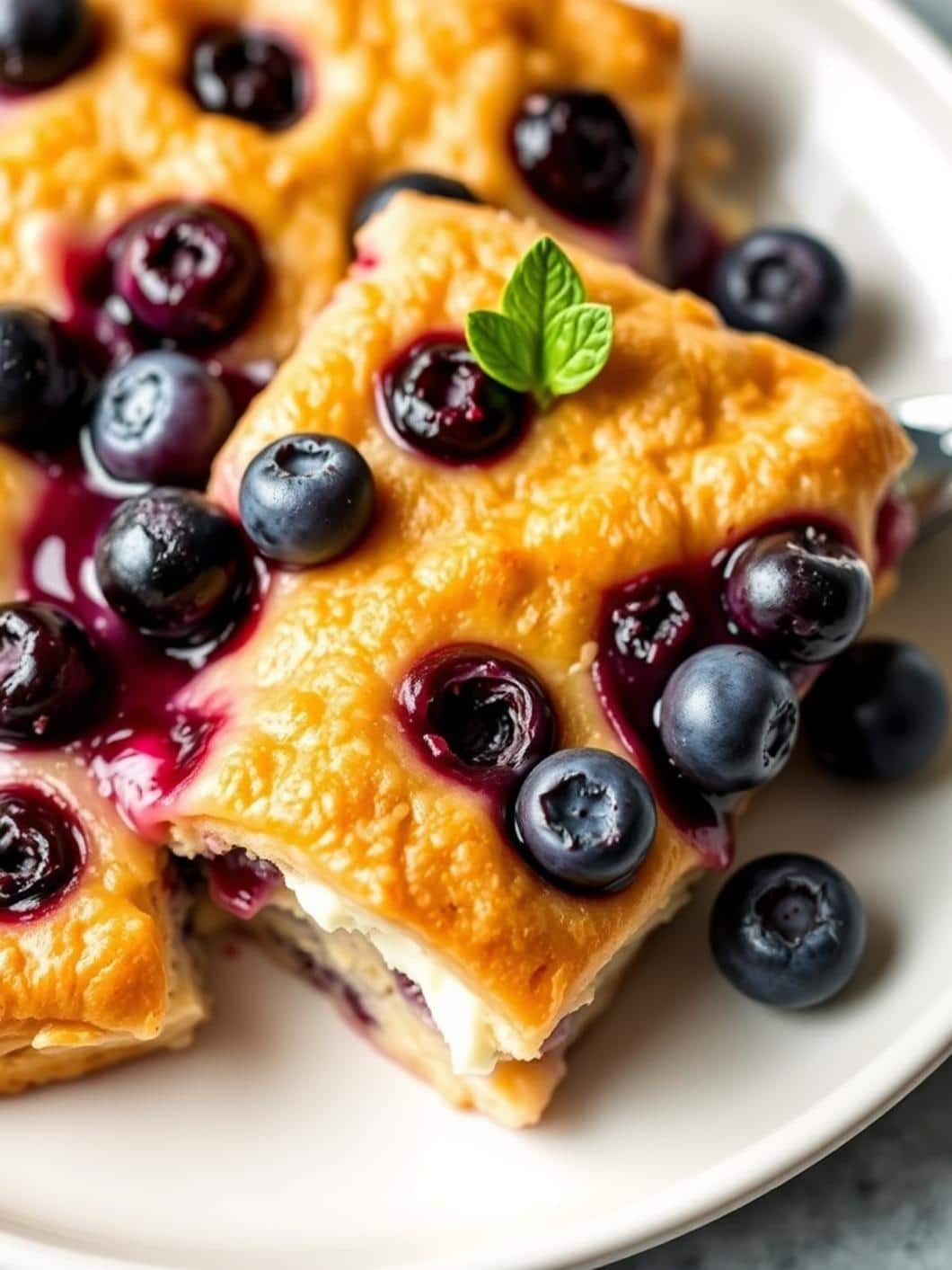 Blueberry Cream Cheese Croissant Casserole Recipe