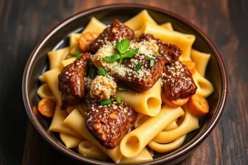 Easy Cajun Steak Tips In Cheesy Rigatoni
