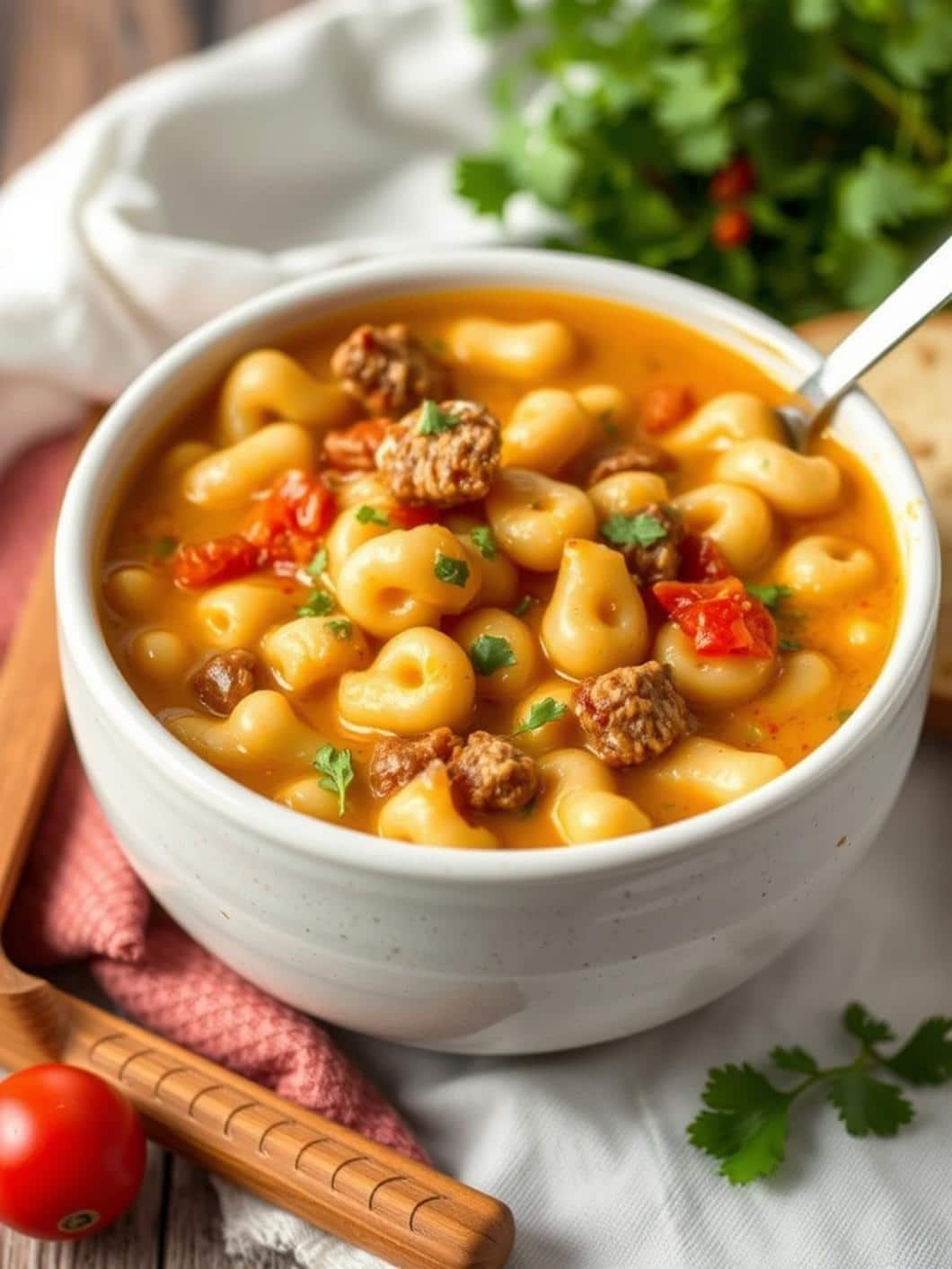 Easy Cozy Cheeseburger Macaroni Soup Recipe