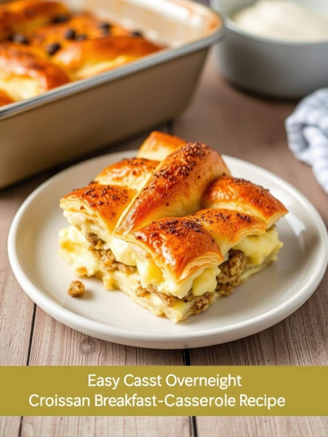 Easy Overnight Croissant Breakfast Casserole Recipe