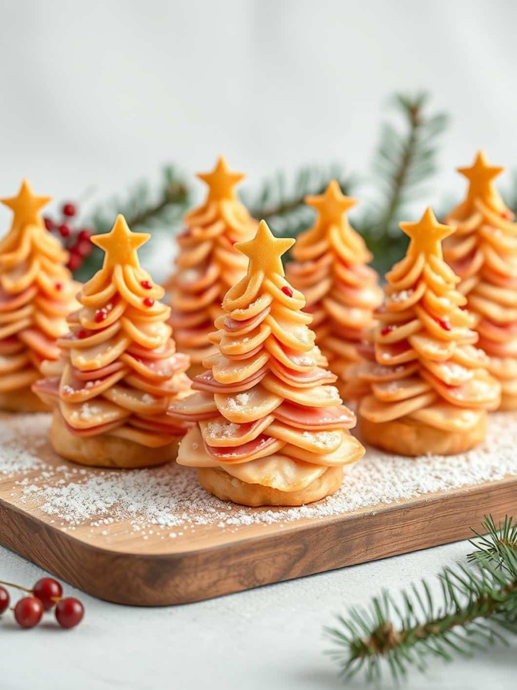 Festive Ham and Cheese Puff Pastry Christmas Trees