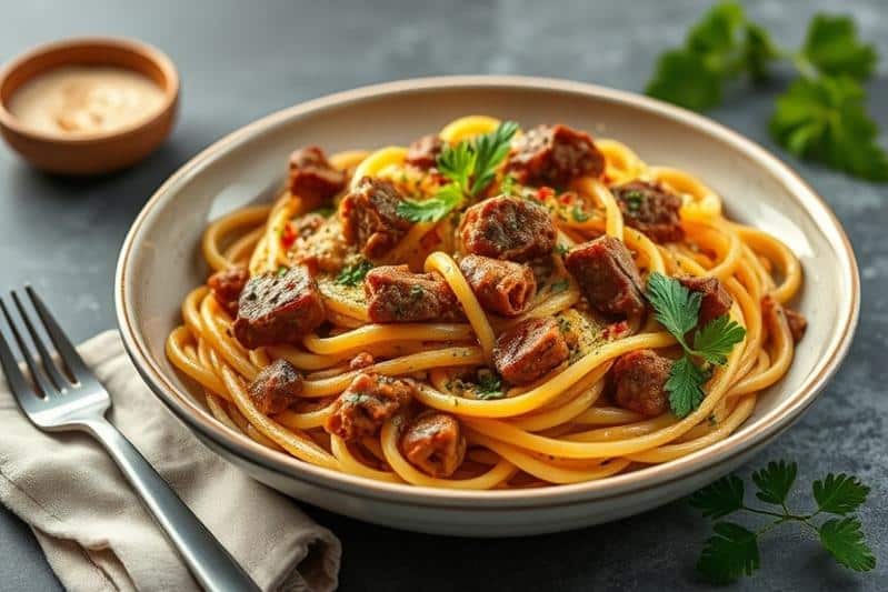 Healthy High Protein Creamy Beef Pasta Recipe Dinner