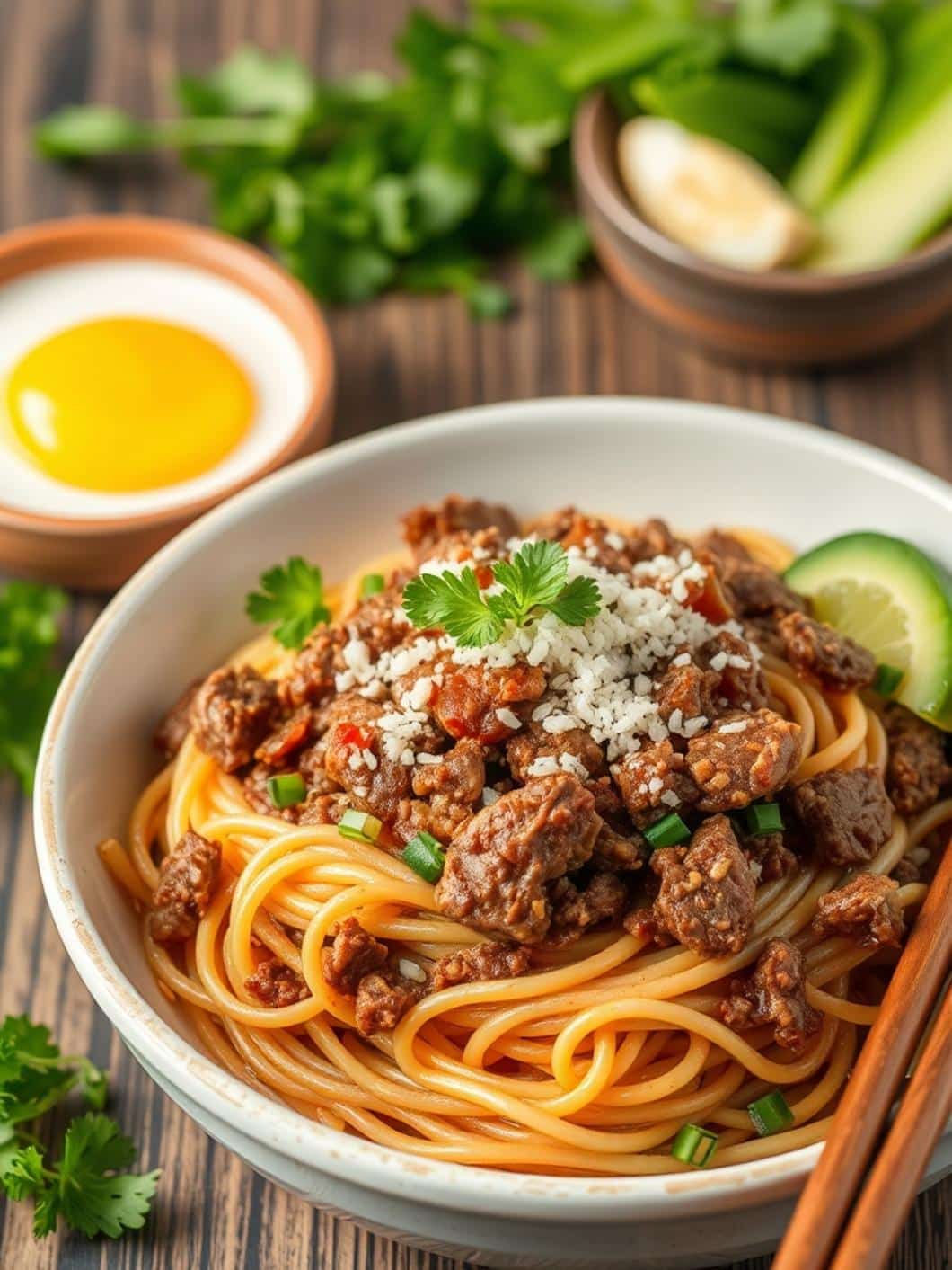 Mongolian Ground Beef Noodles Recipe