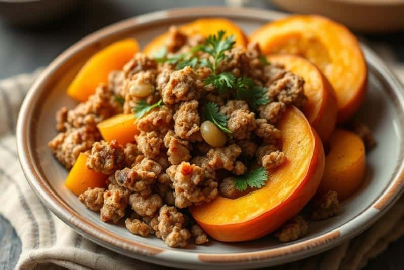 Roasted Butternut Squash with Ground Turkey Recipe