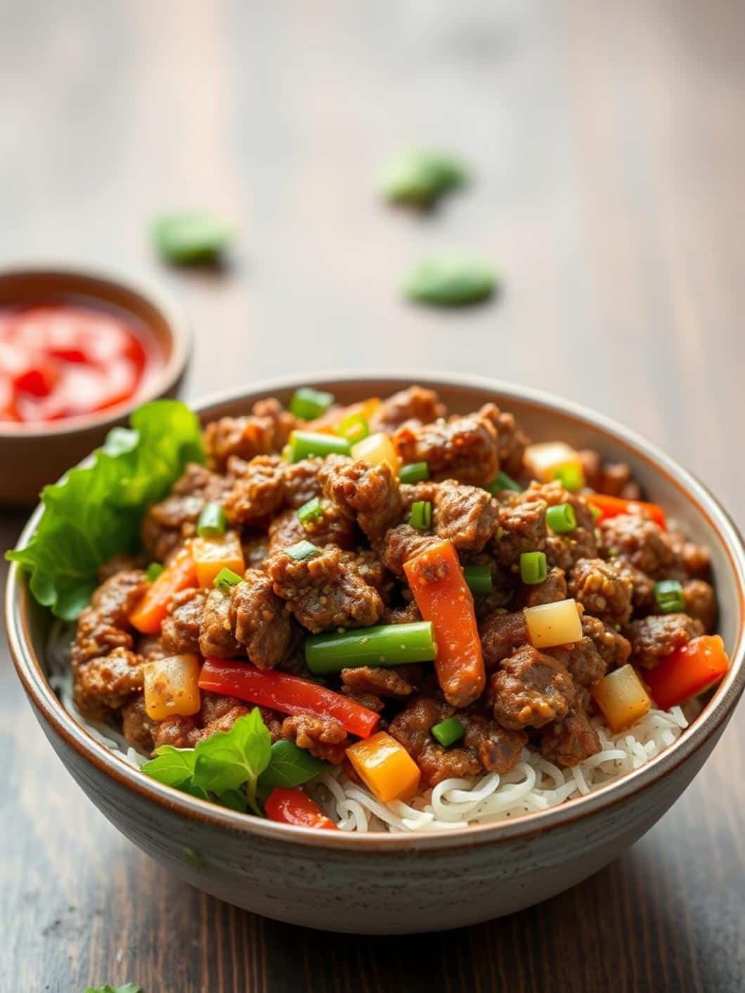 Spicy Ground Beef Stir Fry Bowl Recipe