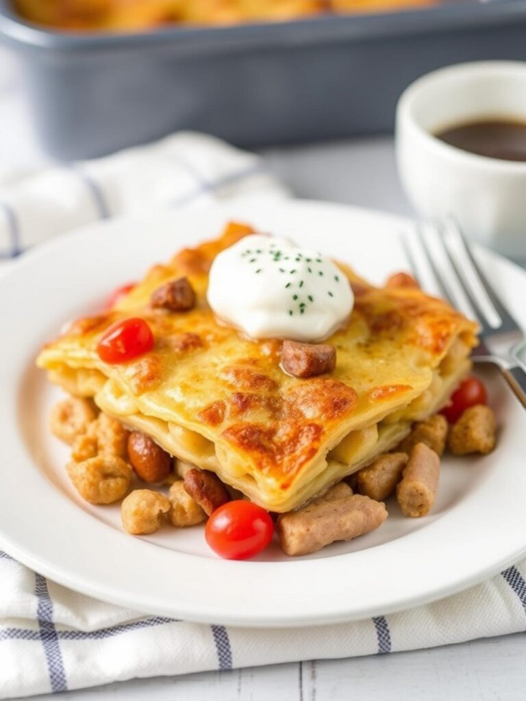 Pancake Sausage Casserole Breakfast Bake Recipe