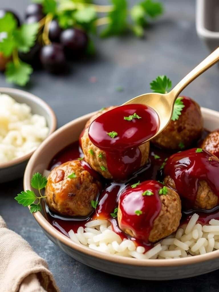 Quick Cocktail Meatballs Grape Jelly Sauce