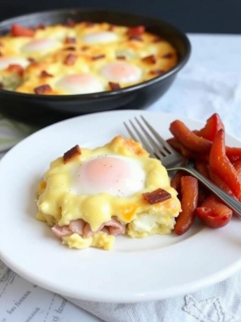 Quick Ham & Cheese Egg Bake Breakfast Recipe