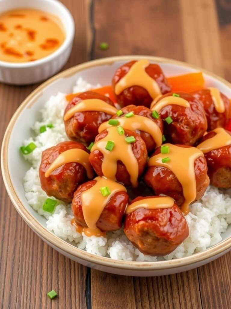 Quick Korean BBQ Meatballs With Spicy Mayo