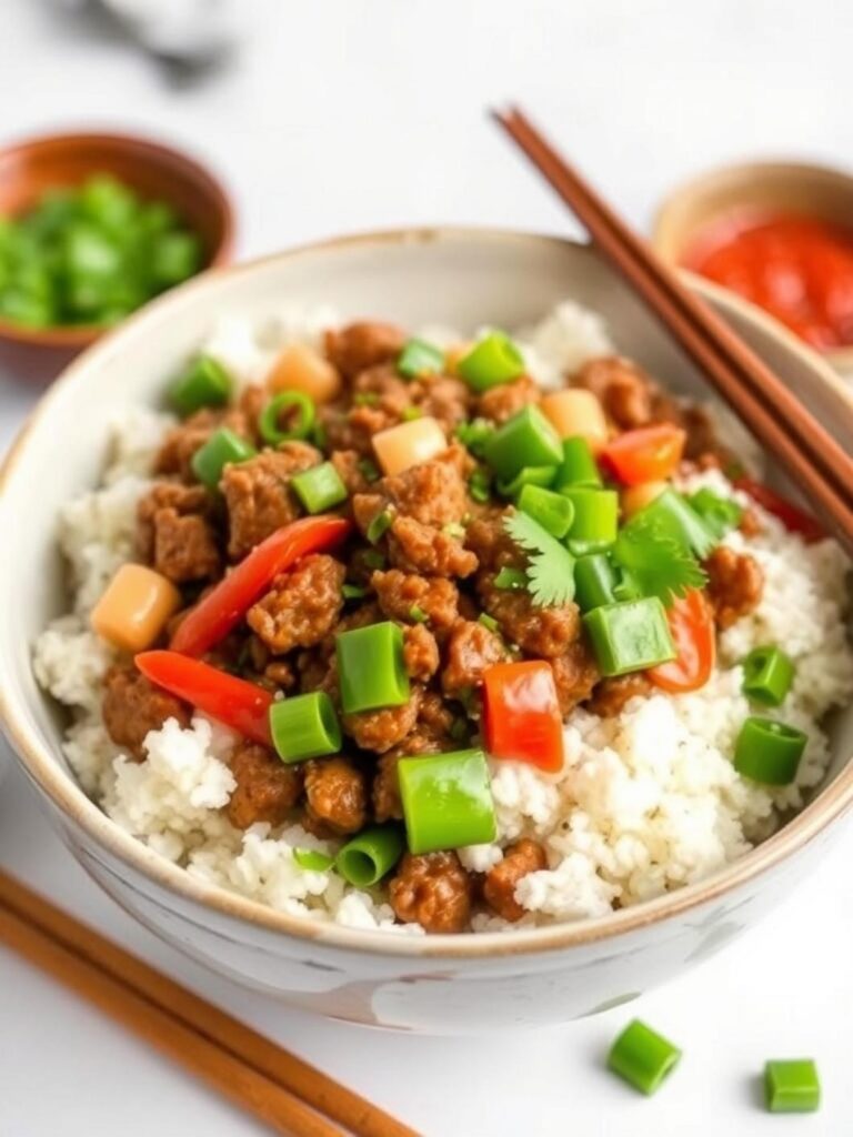 Spicy Ground Beef Stir Fry Bowl Recipe