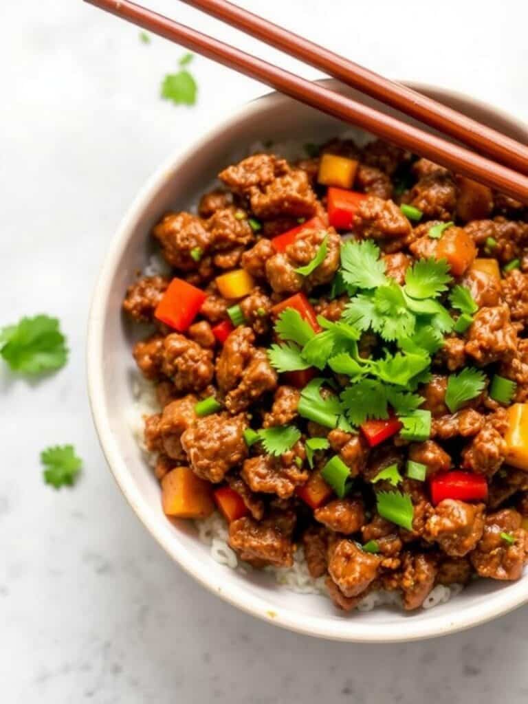 Spicy Ground Beef Stir Fry Bowl Recipe