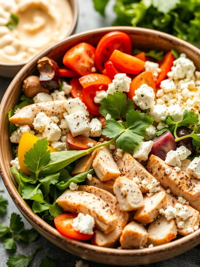 Greek Chicken Bowls With Feta And Veggies