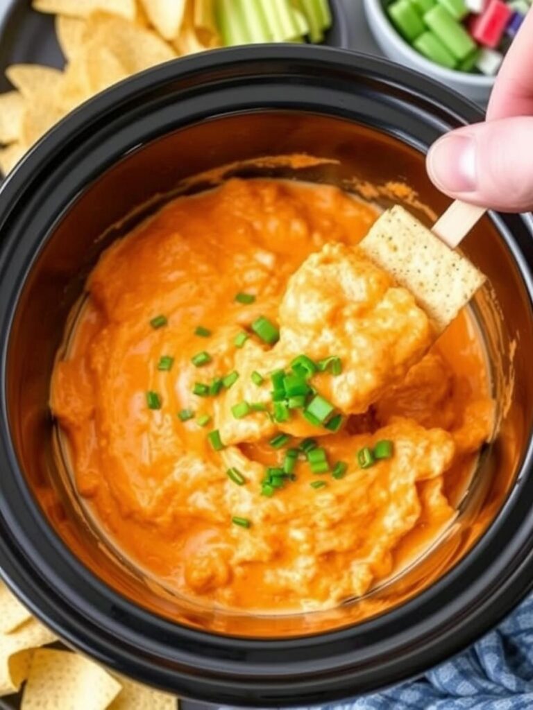 Cheesy Crock Pot Buffalo Chicken Dip