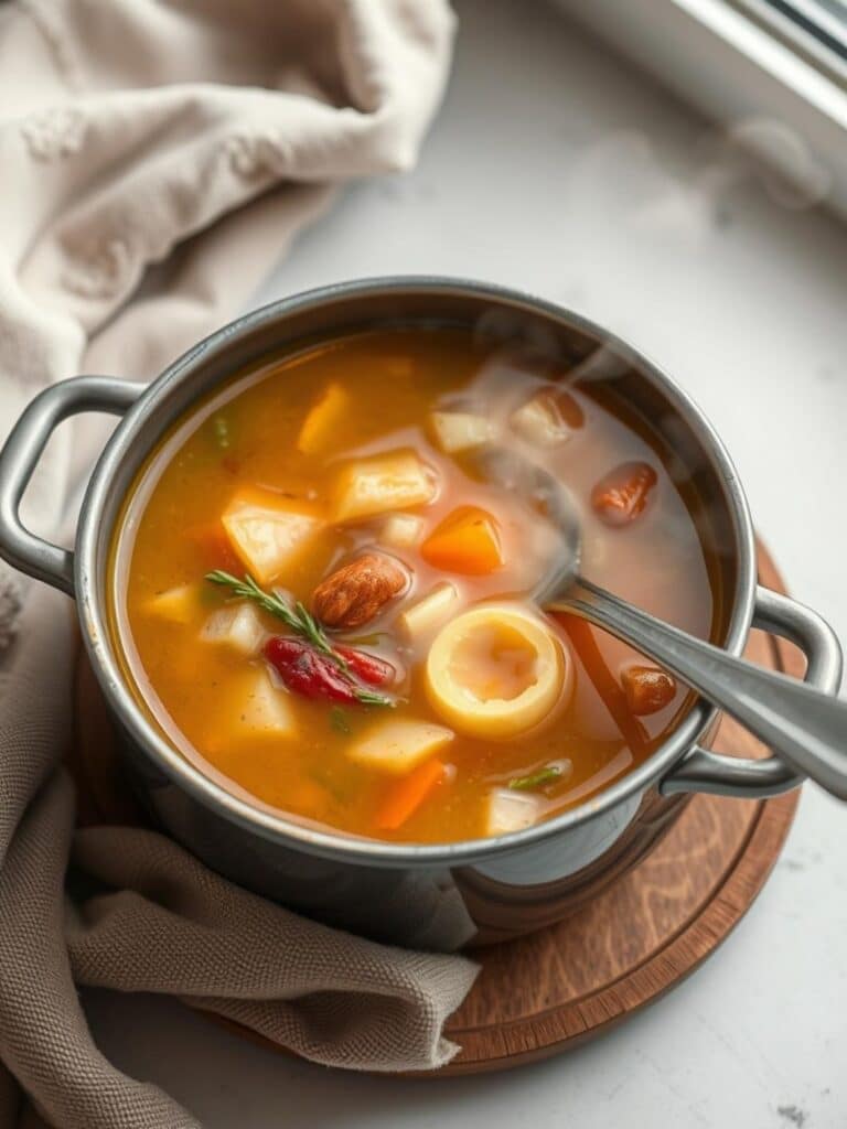 Meals for when you have a cold: Pot of steaming soup.
