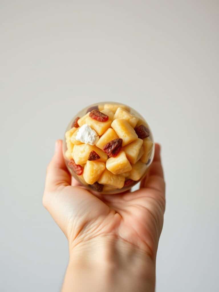 Simple healthy sweet snacks: Hand holding energy ball.