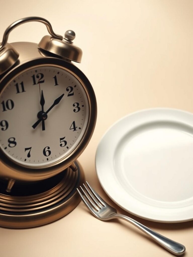 Dinner ideas school nights: Clock next to dinner plate.