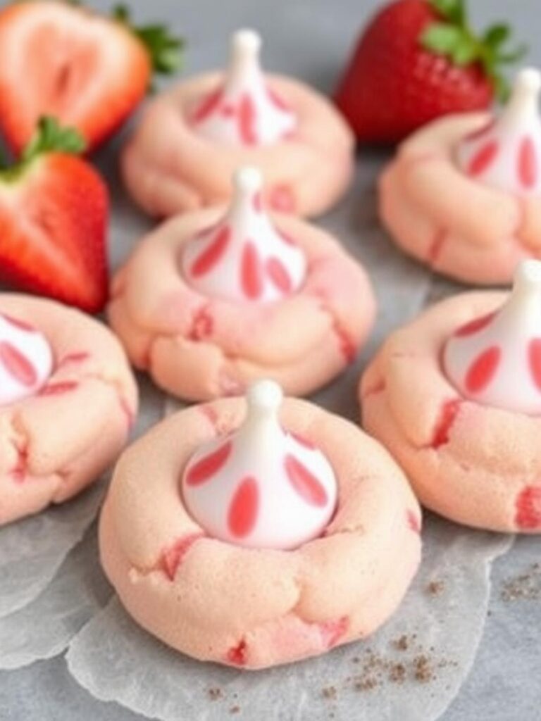 Strawberry Kiss Cookies : Easy bake sale treat.