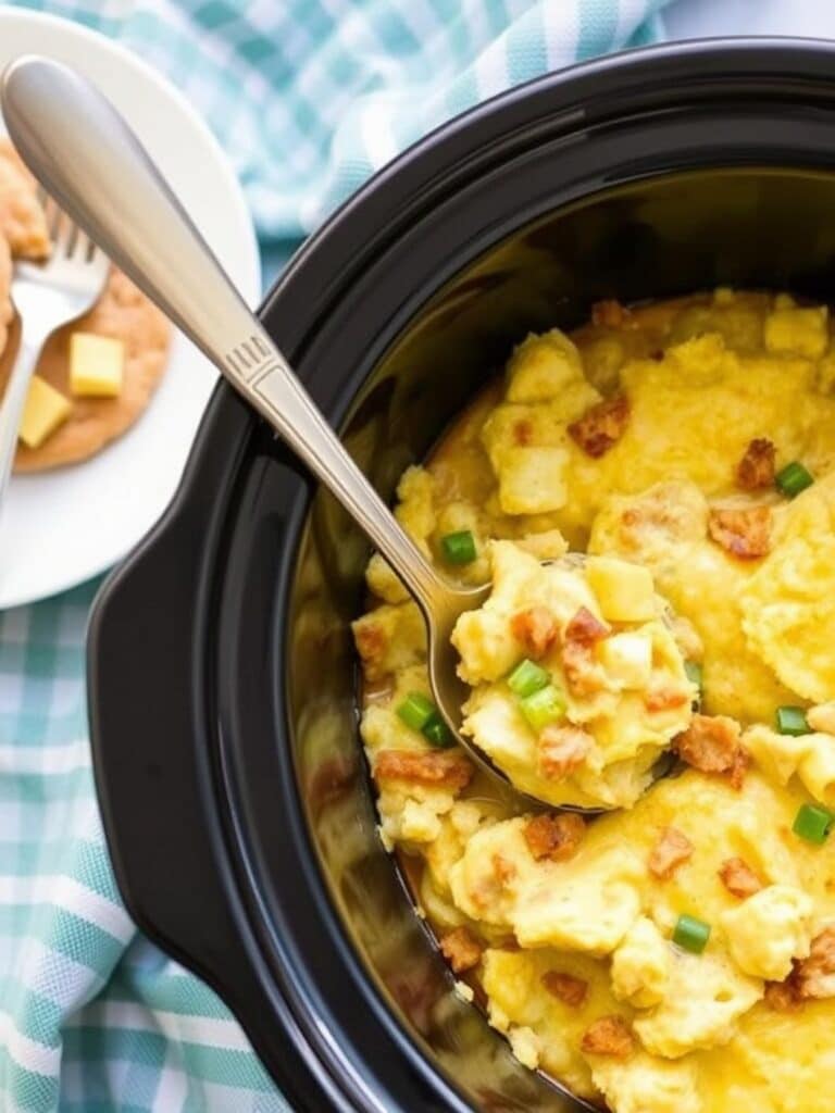 Crockpot Breakfast Casserole : Dump and go.