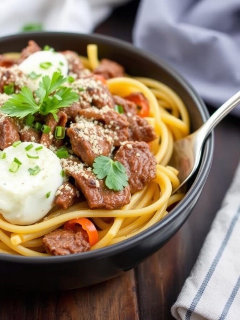 QUICK STEAK PASTA – Simple 5-Ingredient Recipe