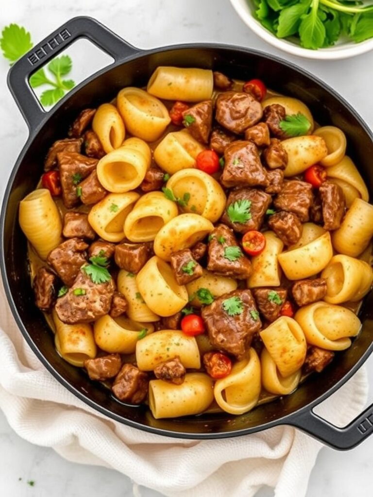 GARLIC STEAK TORTELLINI SKILLET – Easy Comfort Food