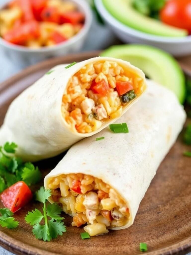 CHEESY CHICKEN RICE BURRITOS – Easy Comfort Food