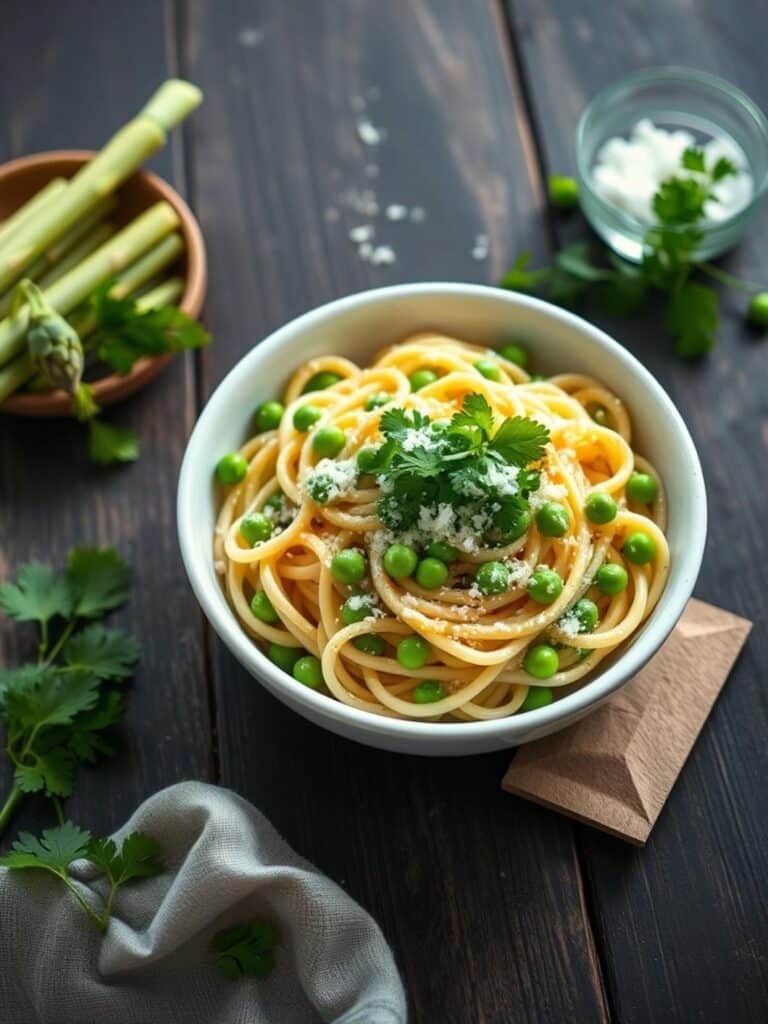 Fresh Spring Asparagus And Pea Pasta Primavera