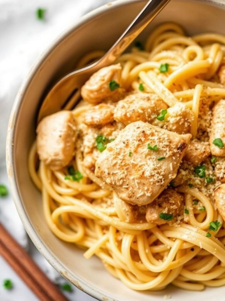 Garlic Parmesan Chicken Pasta – Healthy High Protein