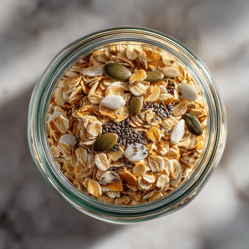 homemade low FODMAP granola with certified gluten-free oats pecans and maple syrup