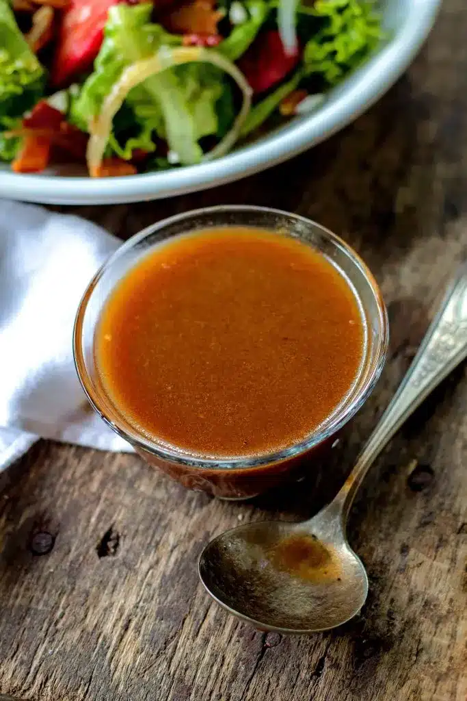 Bright Orange Balsamic Vinaigrette drizzled over roasted vegetables